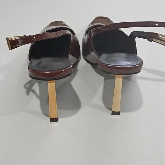 Iiimmu Chic Brown Slingback Heels Size 10 - Picture 7 of 14
